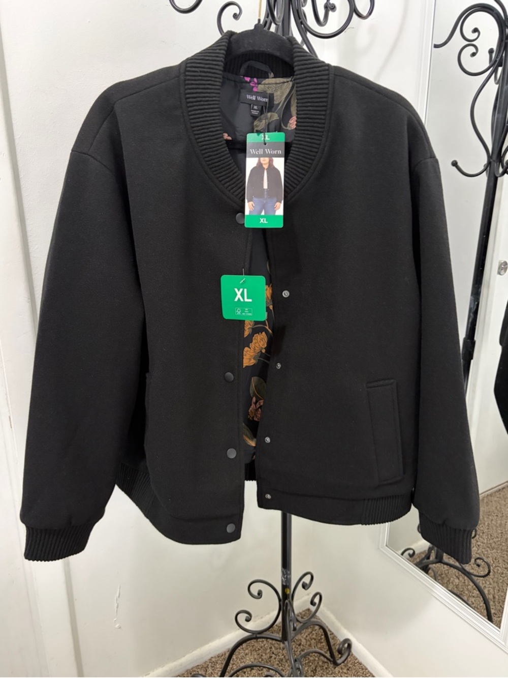 Well Worn Black Jacket with Multicolor Floral Print